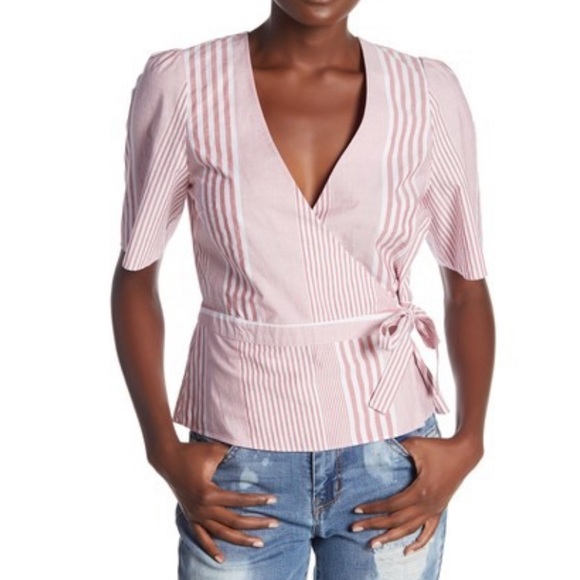 Madewell Tops - 🎀HP🎀MADEWELL • stripe ruffle hem wrap top